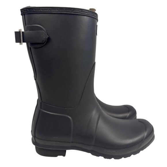 Hunter Women’s Original Back Adjusted Short Black Rubber Rain Boot size 9 - Picture 2 of 10